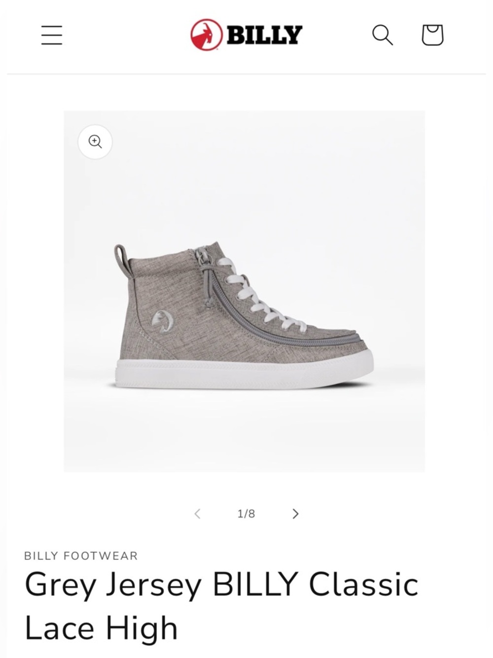Kids‎ Grey Jersey Classic Lace High Sneaker